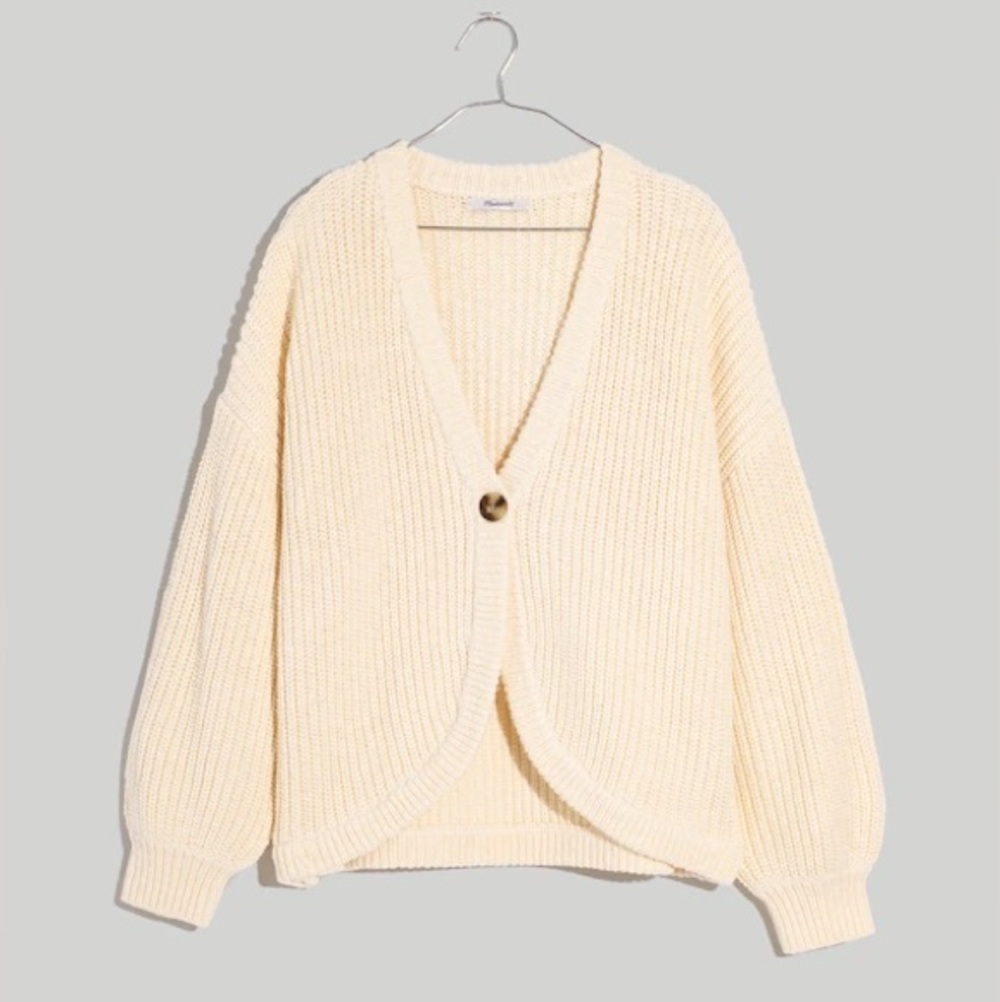 Madewell Shirttail Cardigan Sweater in Cream